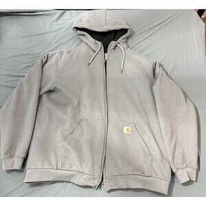 Carhartt Hooded Insulated Zip Front Sweatshirt Jacket Gray 2XL Tall 100072-070